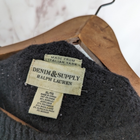 Denim & Supply Ralph Lauren Sweater Womens XL Black Chunky Oversized Slouchy - Picture 3 of 10